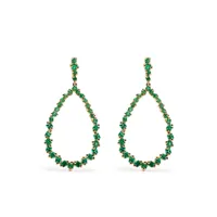 suzanne kalan boucles d'oreilles pendantes en or 18ct serties d'émeraudes - vert