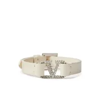 valentino garavani bracelet en cuir à détail vlogo - blanc