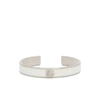 dolce & gabbana bracelet torque à plaque logo - argent