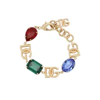 dolce & gabbana bracelet serti de cristaux à breloque logo - or