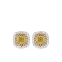 hyt jewelry boucles d'oreilles en or blanc et jaune 18ct pavées de diamants - argent