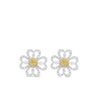 hyt jewelry boucles d'oreilles pendantes en or 18ct pavées de diamants - argent