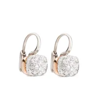 pomellato boucles d'oreilles pendantes nudo en or blanc 18ct à diamants