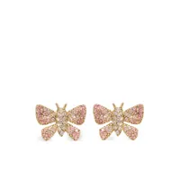 oscar de la renta boucles d'oreilles butterfly serties de cristaux - rose
