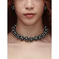 marc jacobs collier polka dot à ornements en cristal - noir