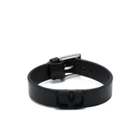 valentino garavani bracelet en cuir à plaque vlogo - noir