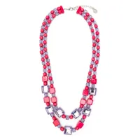 emporio armani collier bicolore à détail de pierres - rose