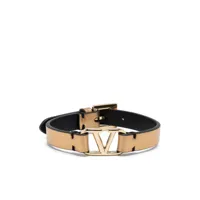 valentino garavani bracelet en cuir à détail vlogo - or