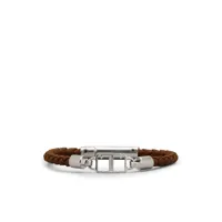 tod's bracelet en cuir à plaque logo - marron