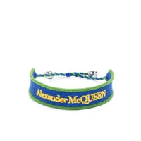 alexander mcqueen bracelet en corde à logo brodé - bleu