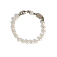 dsquared2 bracelet de perles à plaque logo - blanc