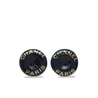 chanel pre-owned boucles d'oreilles clips à logo (1997) - noir