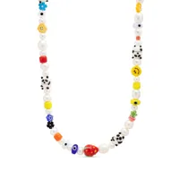 nialaya jewelry collier panda à perles - blanc