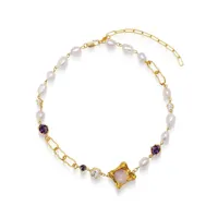 nialaya jewelry collier à perles serti de cristaux - or