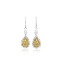 hyt jewelry boucles d'oreilles pendantes pavées de diamants - jaune