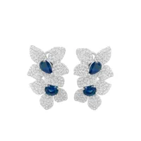 hyt jewelry boucles d'oreilles en or blanc 18ct serties de saphirs et diamants - bleu