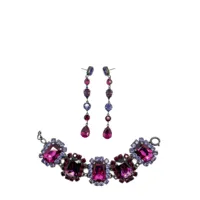 jennifer gibson jewellery vintage hot pink &amp; amethyst crystal bracelet &amp; drop earrings 1980s - violet