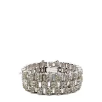 jennifer gibson jewellery vintage deco style crystal tank track bracelet 1950s - argent