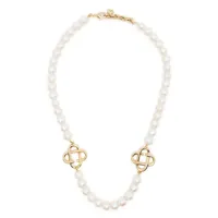 casablanca collier orné de perles à plaque logo