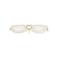 moschino collier ras-du-cou en perles à pendentif cœur - or