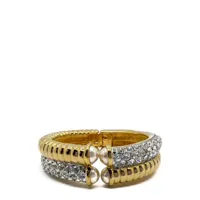 jennifer gibson jewellery vintage nolan miller pearl &amp; crystal clamper bracelet 1980s - or