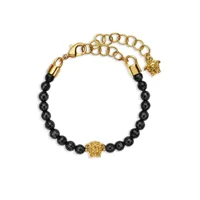 versace bracelet de perles à breloque medusa - noir