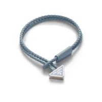 prada bracelet en cuir à plaque logo - bleu