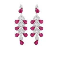 hyt jewelry boucles d'oreilles pendantes en or blanc 18ct à diamants et rubis - rouge