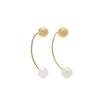 dries van noten boucles d'oreilles pendantes à perles - blanc