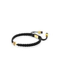 nialaya jewelry bracelet de perles à plaque logo - noir