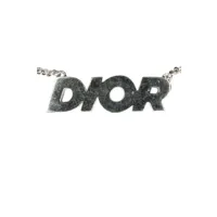 christian dior pre-owned 20th century homme logo pendant costume necklace - argent