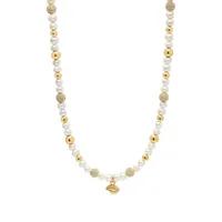 nialaya jewelry collier evil eye à perles d'eau douce - or