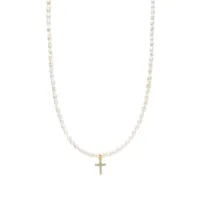 nialaya jewelry collier de perles à pendentif en cristal - or
