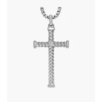 fossil outlet collier pendentif à motif de croix en acier inoxydable - argenté