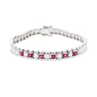 bracelet rubis 0.66 carats et diamants 0.84 carat or blanc 21.39g