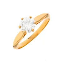 solitaire diamant 0.84 carat or jaune 2.70g
