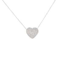 collier coeur diamants 0.45 carat or blanc 3.65g