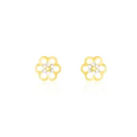 boucles d'oreilles puces philine fleur or jaune oxyde de zirconium