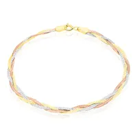 bracelet jasmin tresse 3 fils or tricolore