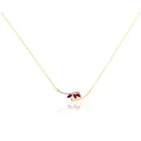 collier petale or bicolore rubis et diamant