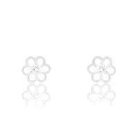 boucles d'oreilles puces philine fleur or blanc oxyde de zirconium