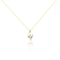 collier grazilla or bicolore perle de culture et diamant