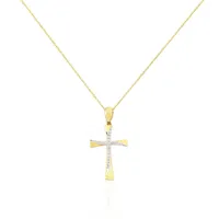 collier canice croix or jaune diamant