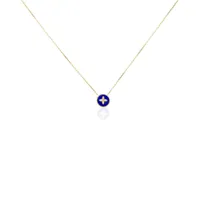 collier talisman or jaune lapis lazuli diamant