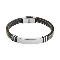 bracelet acier blanc gerard caoutchouc noir
