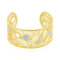bracelet jonc imagine florette strass acier jaune strass