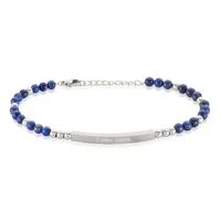 bracelet identitã© acier blanc boules sebastino lapis lazuli