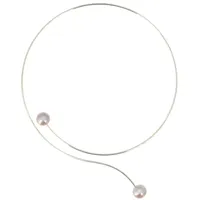 collier ras de cou argent 2 perles de culture 11 mm - classics - rose