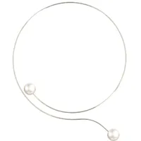 collier ras de cou argent 2 perles de culture 11 mm - classics - blanc