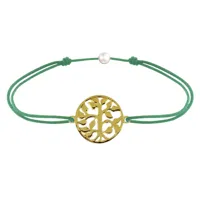 bracelet lien arbre de vie plaqué or - vert